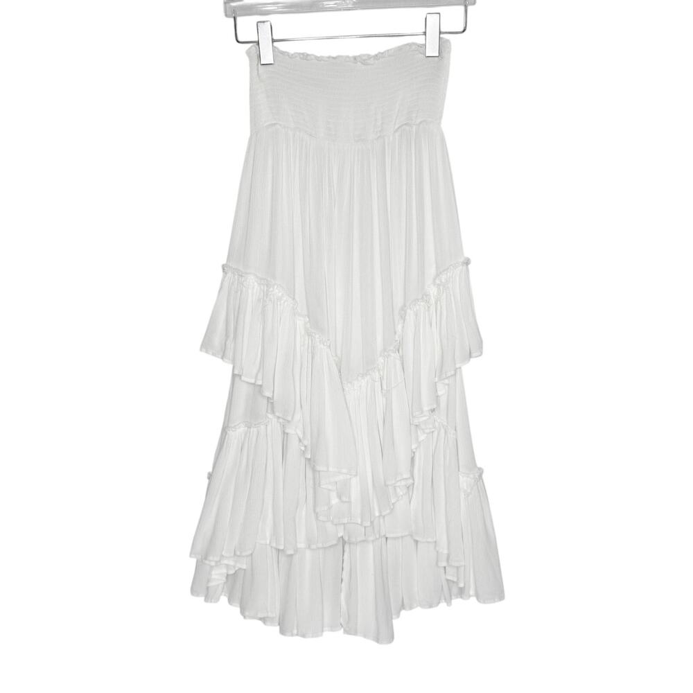 Free People The Convertible Skirt Dress XS White Ruffle Boho Hippie *flaw